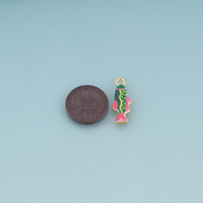 18K Gold Filled Enamel Fish Charm Pendant for Jewelry Making