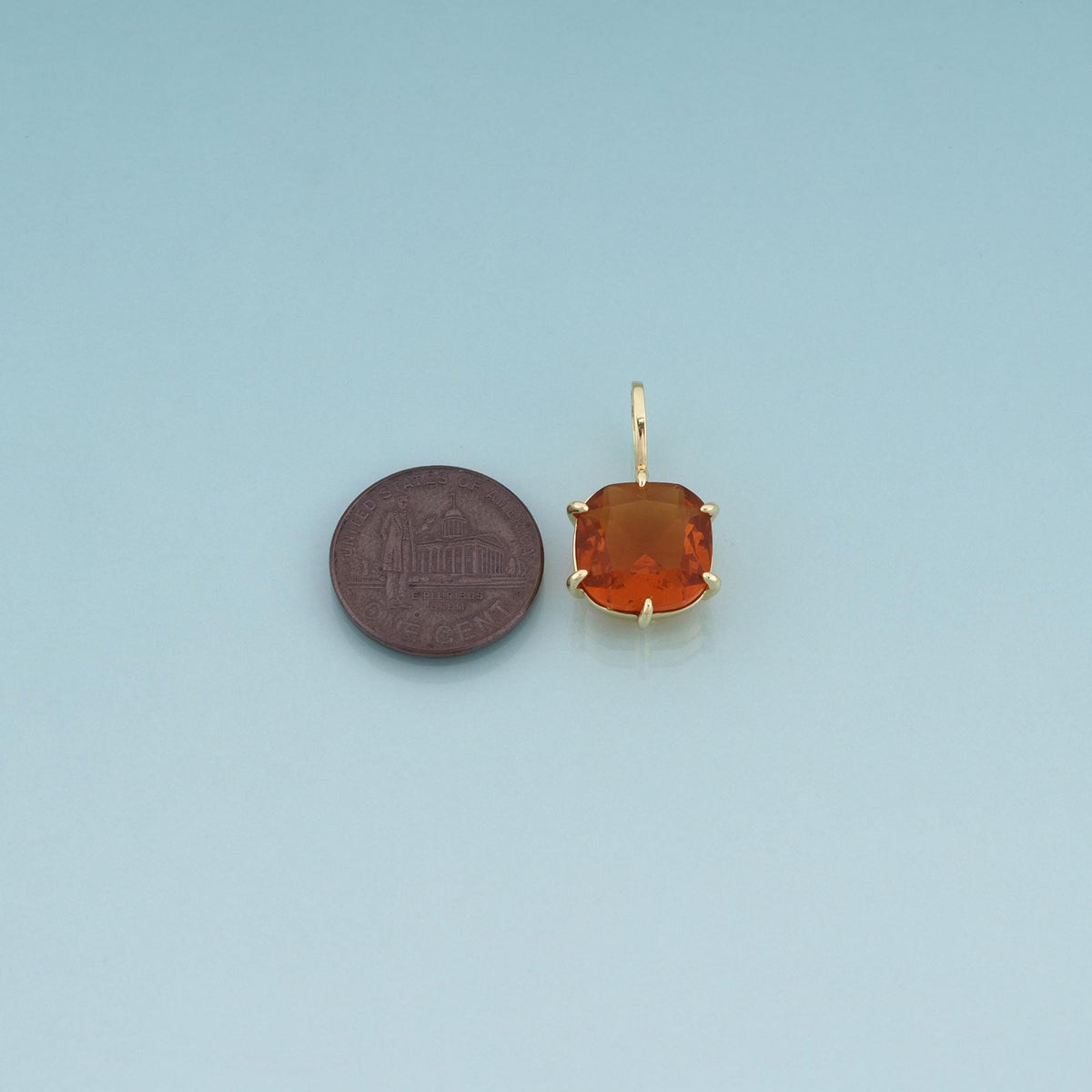 18K Gold Filled Square Gemstone Pendant, Colorful Gem Charm Bracelet Necklace for DIY Jewelry Making Supply
