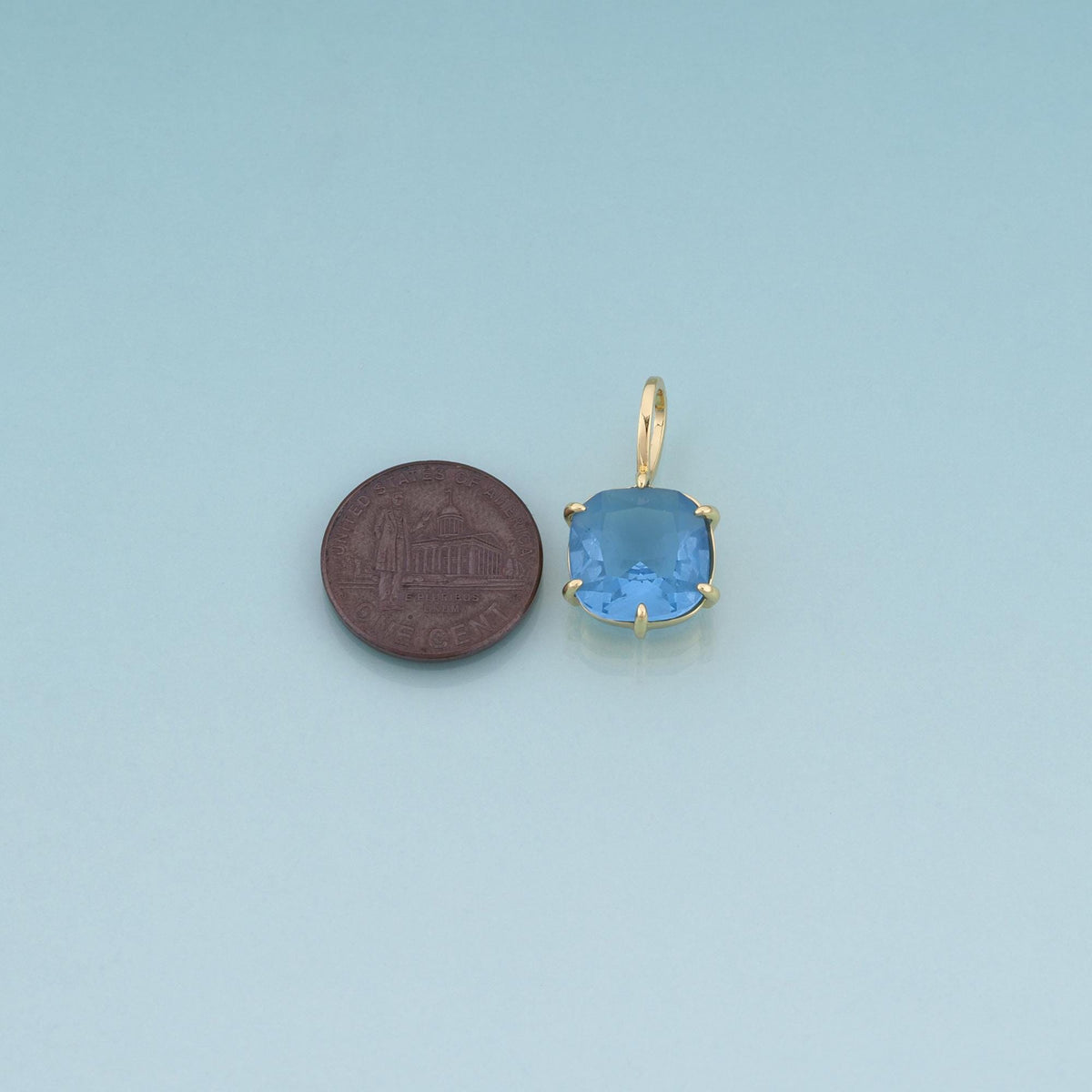 18K Gold Filled Square Gemstone Pendant, Colorful Gem Charm Bracelet Necklace for DIY Jewelry Making Supply