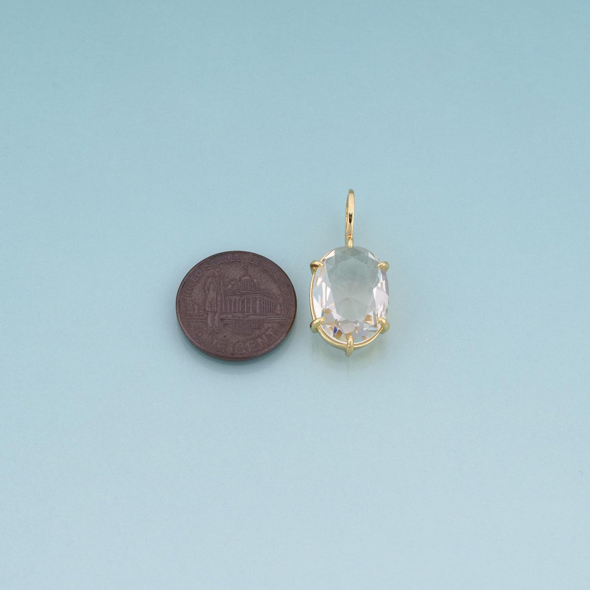 18K Gold Filled Oval Charm Pendant for Jewelry Making