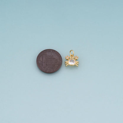 18K Gold Filled CZ Crab Pendant,Marine Life Charm Bracelet Necklace for DIY Jewelry Making Supply