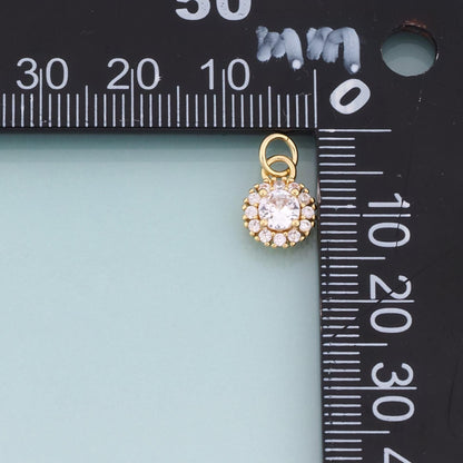 18K Gold Filled CZ Round Pendant,Exquisite Charm Bracelet Necklace for DIY Jewelry Making Supply