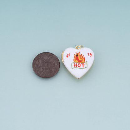 18K Gold Filled Enamel Fruit Heart Locket Pendant,Fruit Charm Bracelet Necklace for DIY Jewelry Making Supply