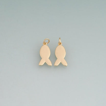 18K Gold Filled Fish Pendant,Minimalist Charm Bracelet Necklace for DIY Jewelry Making Supply