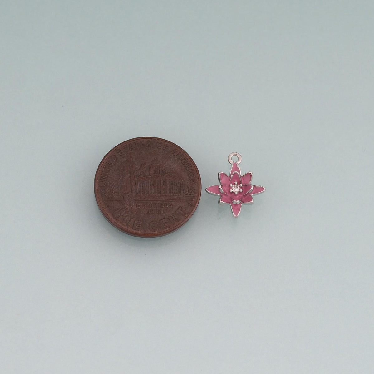 18K Gold Filled Enamel Lotus Round Pendant,Plant Charm Bracelet Necklace for DIY Jewelry Making Supply