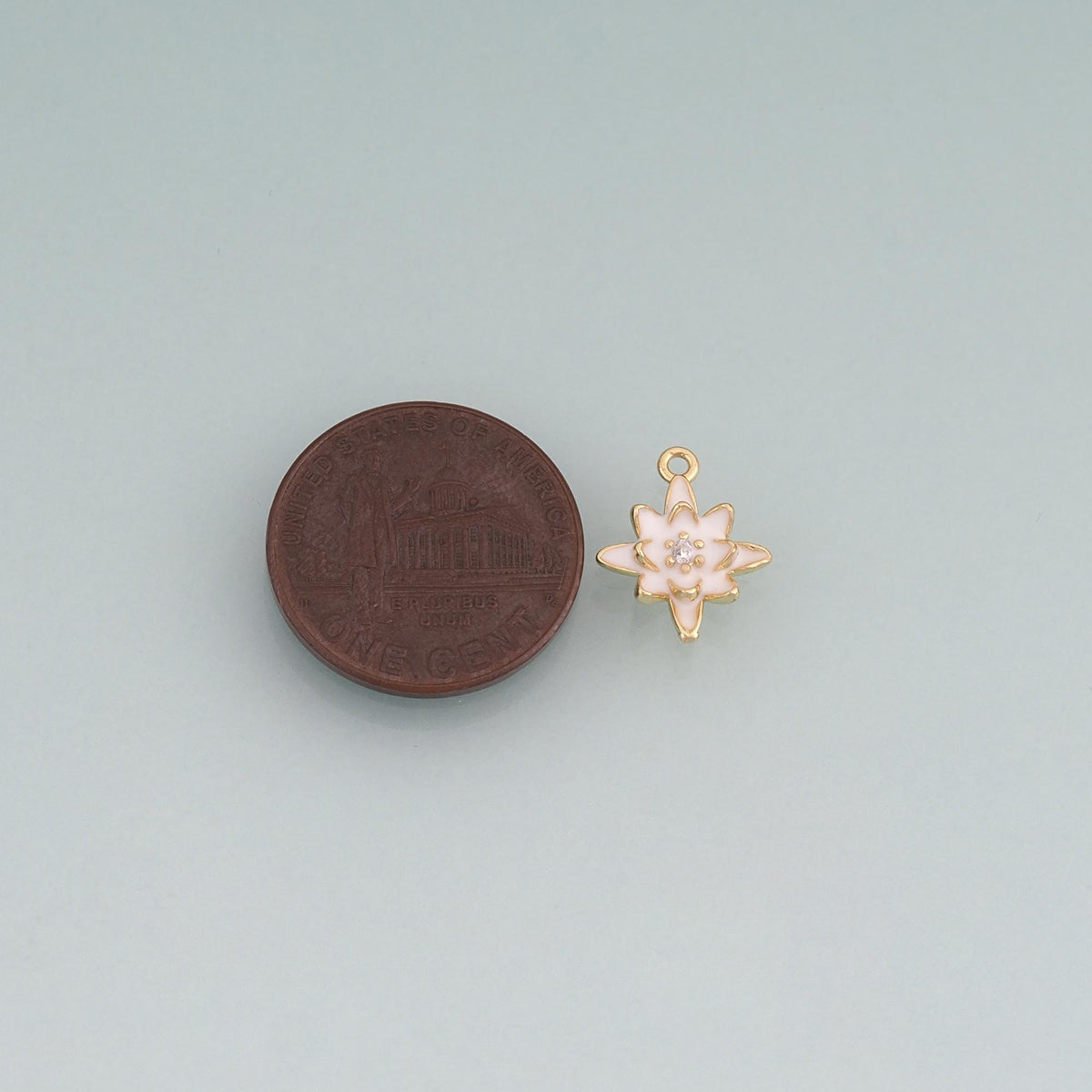 18K Gold Filled Enamel Lotus Round Pendant,Plant Charm Bracelet Necklace for DIY Jewelry Making Supply