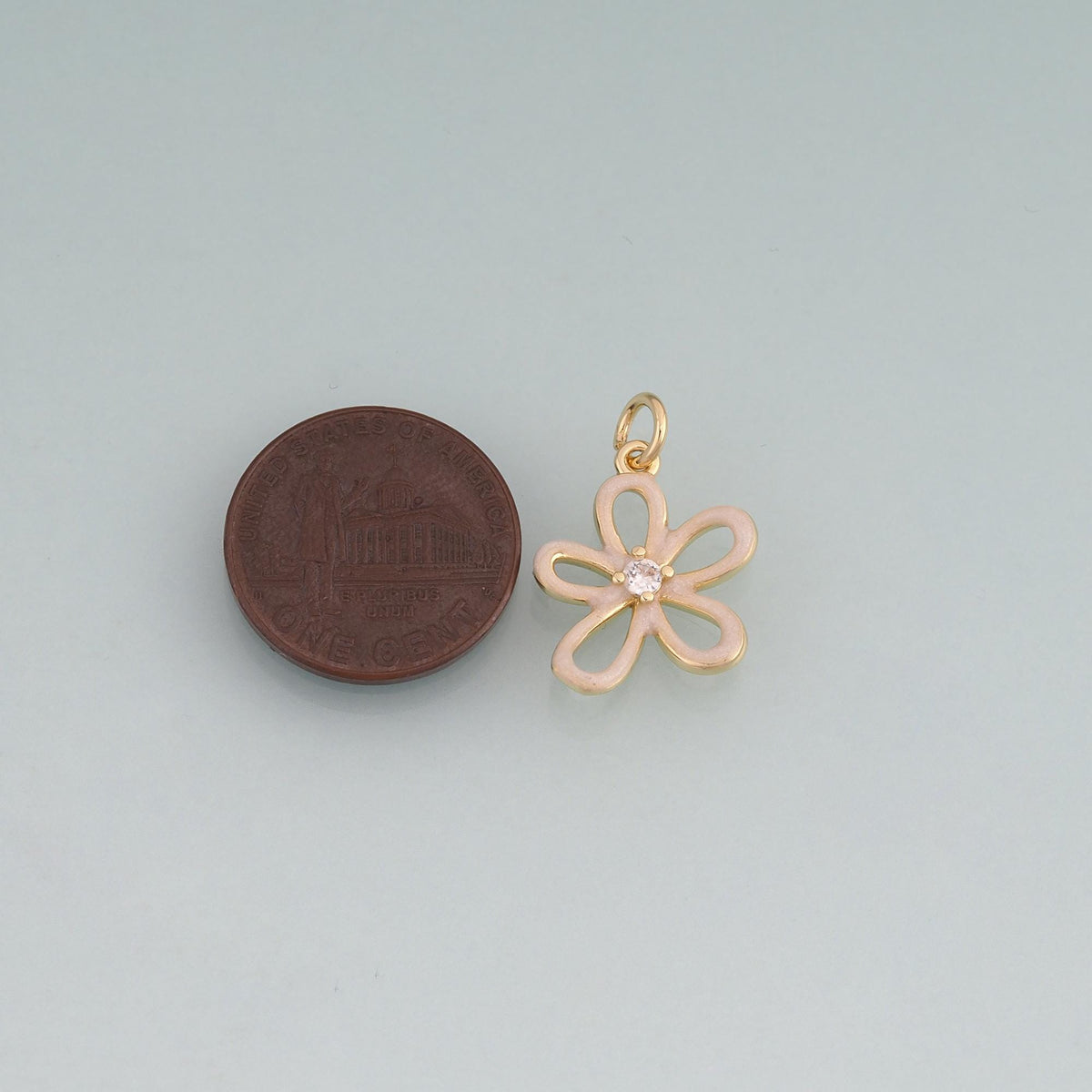 18K Gold Filled Enamel Flower Pendant,Plant Charm Bracelet Necklace for DIY Jewelry Making Supply