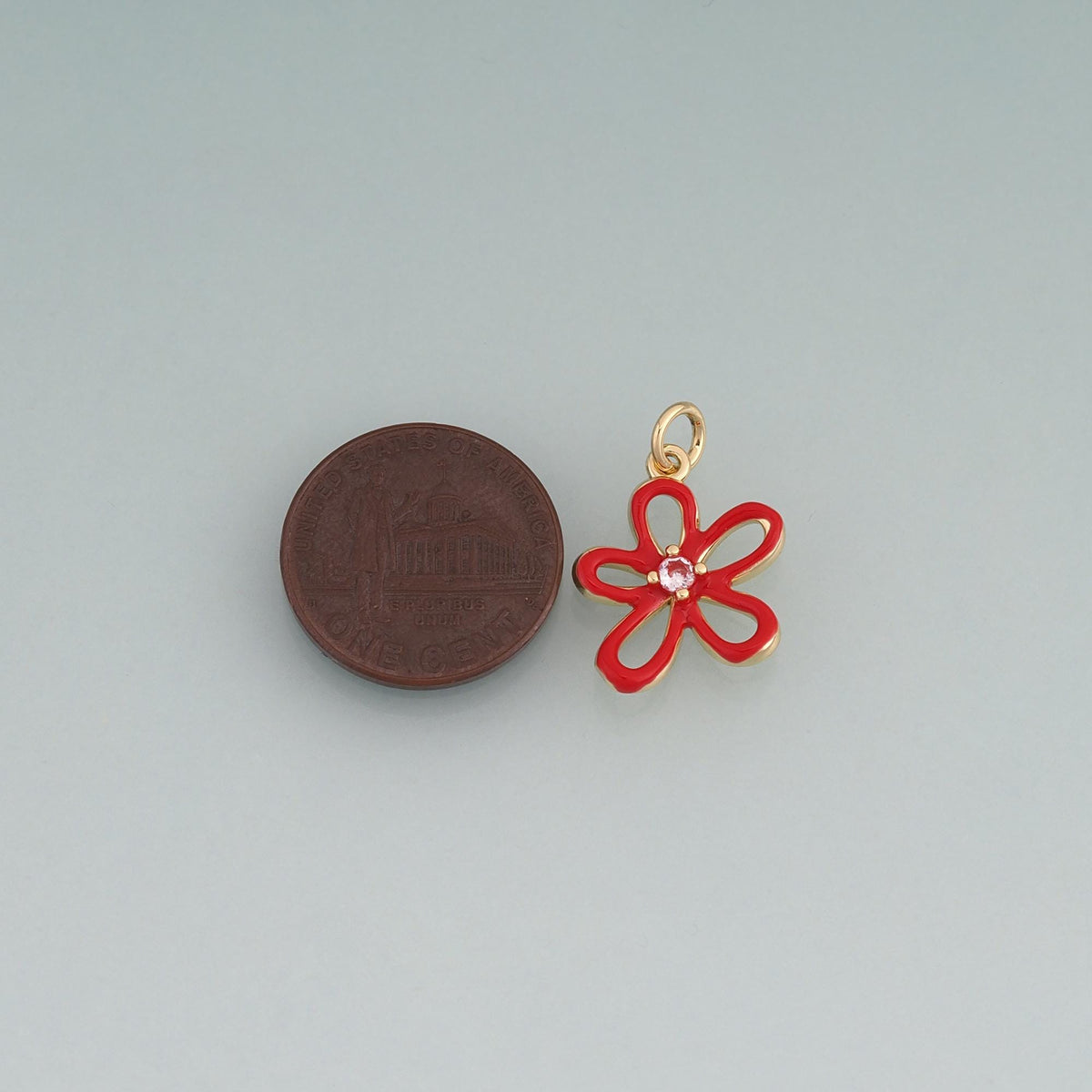18K Gold Filled Enamel Flower Pendant,Plant Charm Bracelet Necklace for DIY Jewelry Making Supply