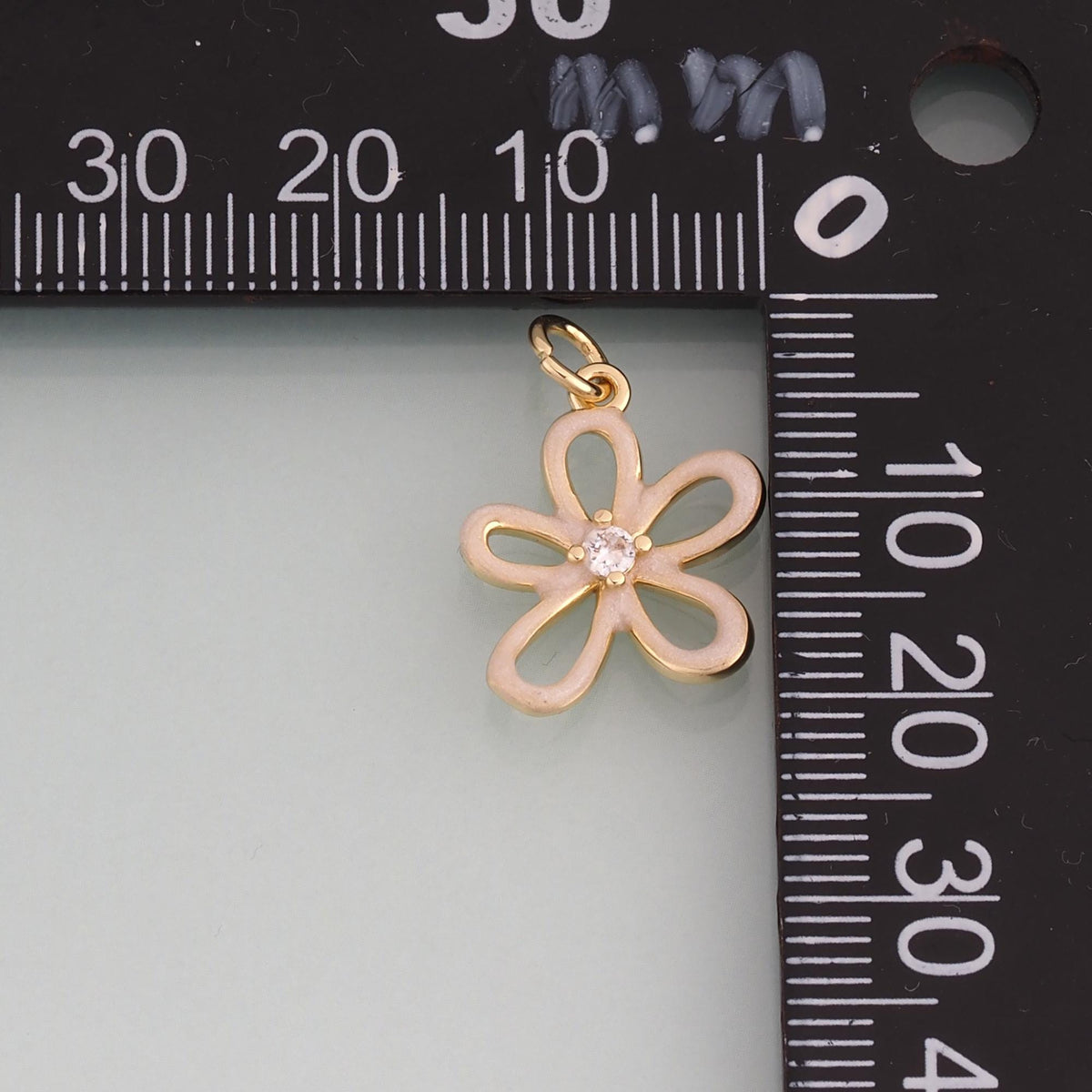 18K Gold Filled Enamel Flower Pendant,Plant Charm Bracelet Necklace for DIY Jewelry Making Supply