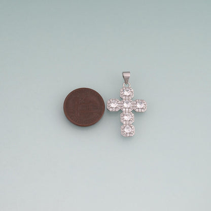 18K Gold Filled CZ Cross Pendant,Exquisite Charm Bracelet Necklace for DIY Jewelry Making Supply