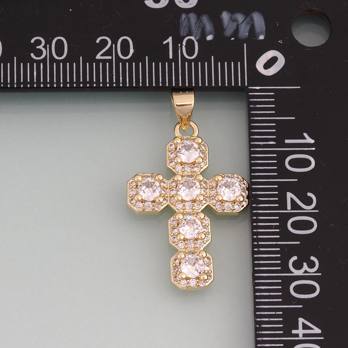18K Gold Filled CZ Cross Pendant,Exquisite Charm Bracelet Necklace for DIY Jewelry Making Supply