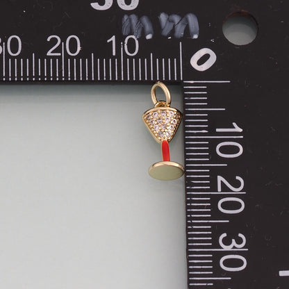 18K Gold Filled CZ Cocktail Glass Pendant,Exquisite Charm Bracelet Necklace for DIY Jewelry Making Supply