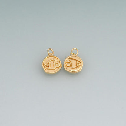 18K Gold Filled Relief Line Fish  Pendant,Minimalist Charm Bracelet Necklace for DIY Jewelry Making Supply