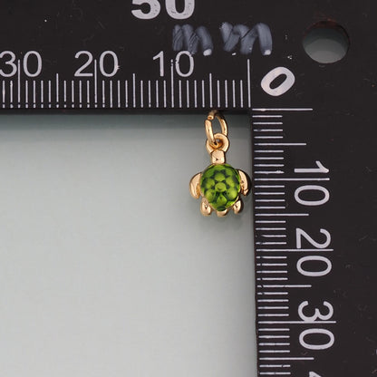18K Gold Filled Enamel Turtle Pendant,Ocean Charm Bracelet Necklace for DIY Jewelry Making Supply