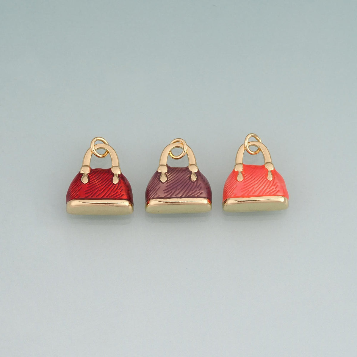 18K Gold Filled Enamel Handbag Pendant,Fashion Bag Charm Bracelet Necklace for DIY Jewelry Making Supply