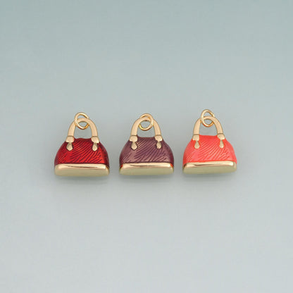 18K Gold Filled Enamel Handbag Pendant,Fashion Bag Charm Bracelet Necklace for DIY Jewelry Making Supply