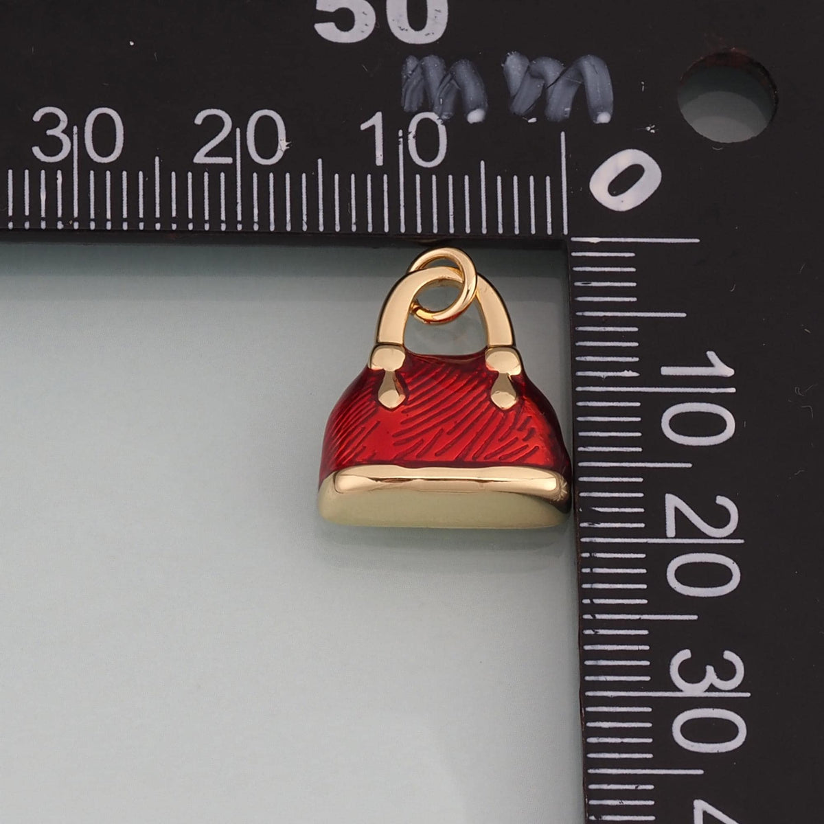 18K Gold Filled Enamel Handbag Pendant,Fashion Bag Charm Bracelet Necklace for DIY Jewelry Making Supply
