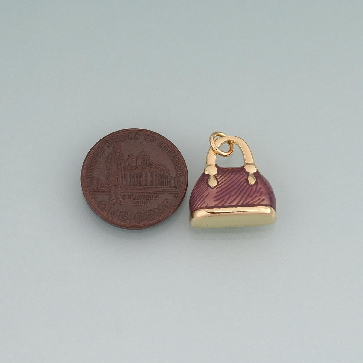 18K Gold Filled Enamel Handbag Pendant,Fashion Bag Charm Bracelet Necklace for DIY Jewelry Making Supply