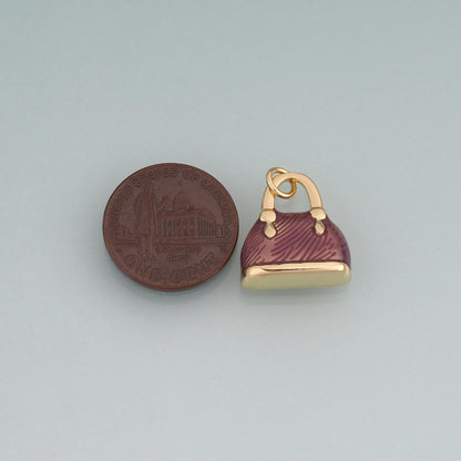 18K Gold Filled Enamel Handbag Pendant,Fashion Bag Charm Bracelet Necklace for DIY Jewelry Making Supply
