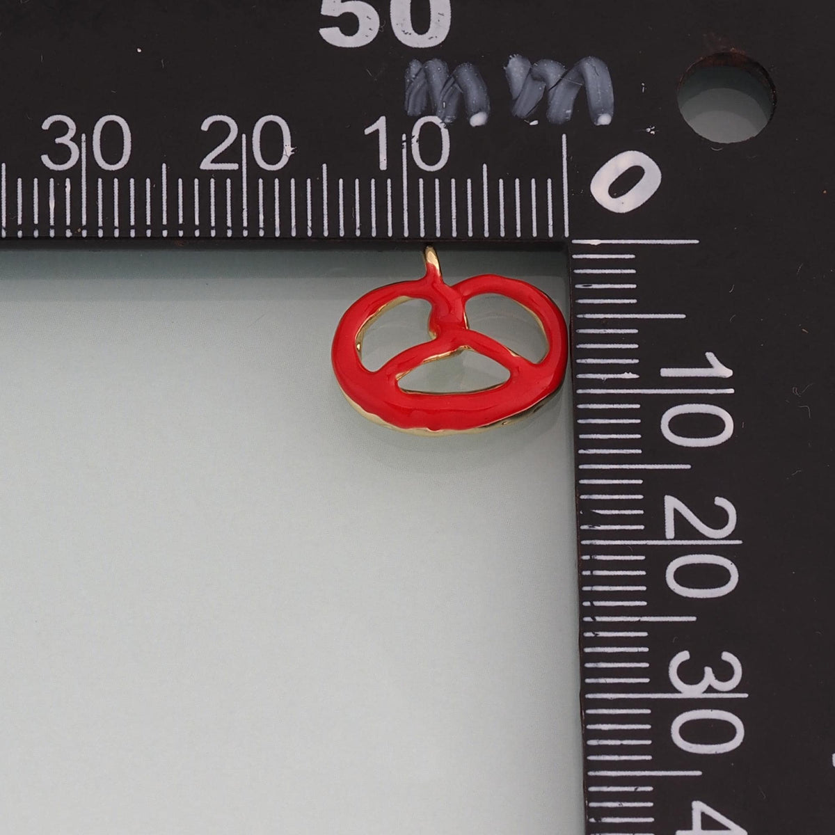 18K Gold Filled Enamel Pretzel Pendant,Bakery Snack Charm Bracelet Necklace for DIY Jewelry Making Supply