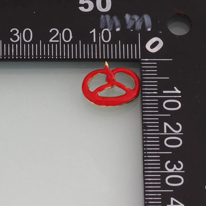 18K Gold Filled Enamel Pretzel Pendant,Bakery Snack Charm Bracelet Necklace for DIY Jewelry Making Supply