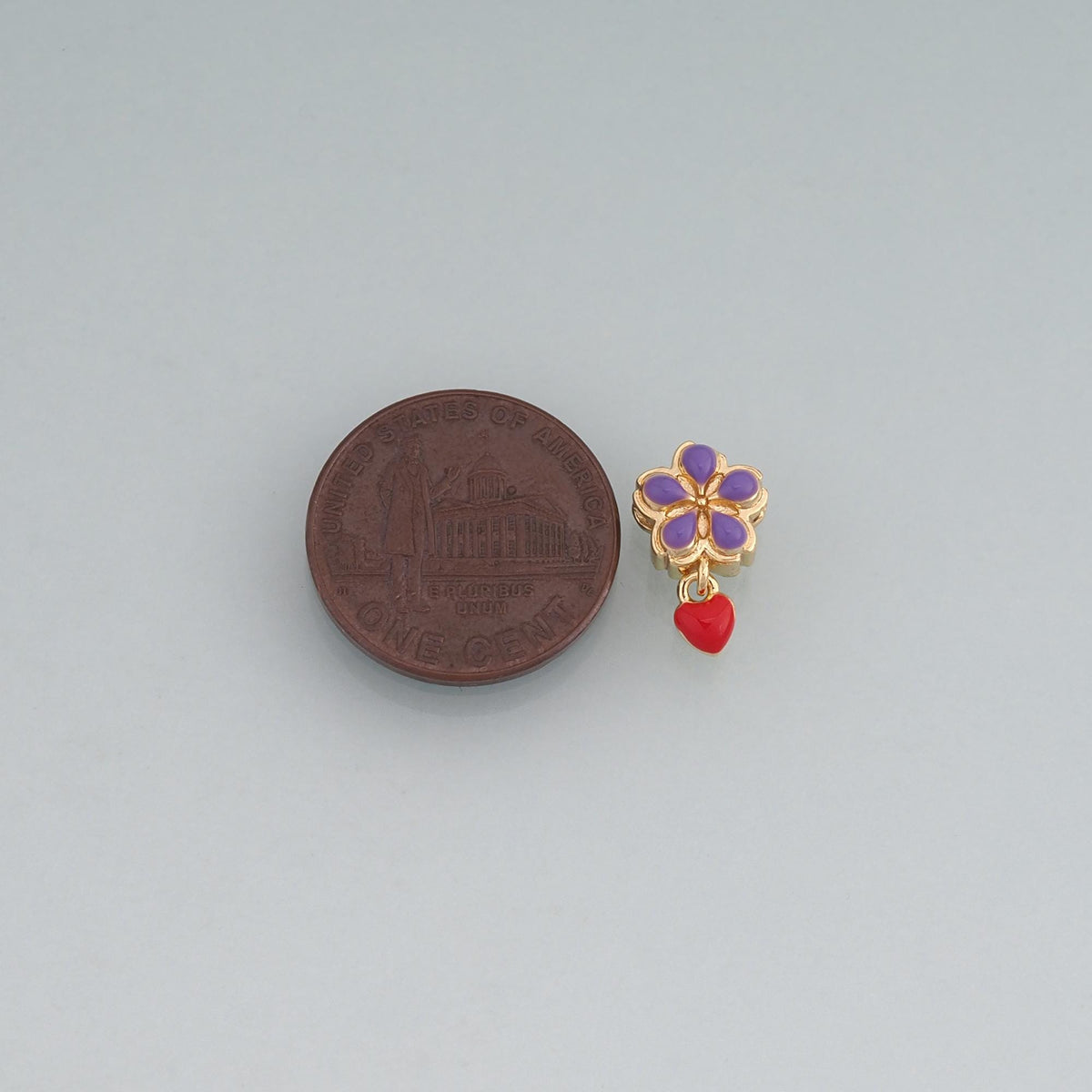 18K Gold Filled Enamel Flower Heart Beads Pendant,Colorful Floral Beads Charm Bracelet Necklace for DIY Jewelry Making Supply