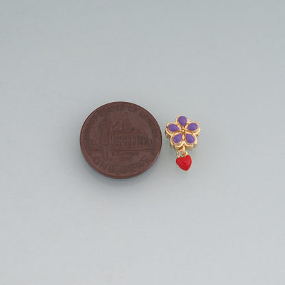 18K Gold Filled Enamel Flower Heart Beads Pendant,Colorful Floral Beads Charm Bracelet Necklace for DIY Jewelry Making Supply