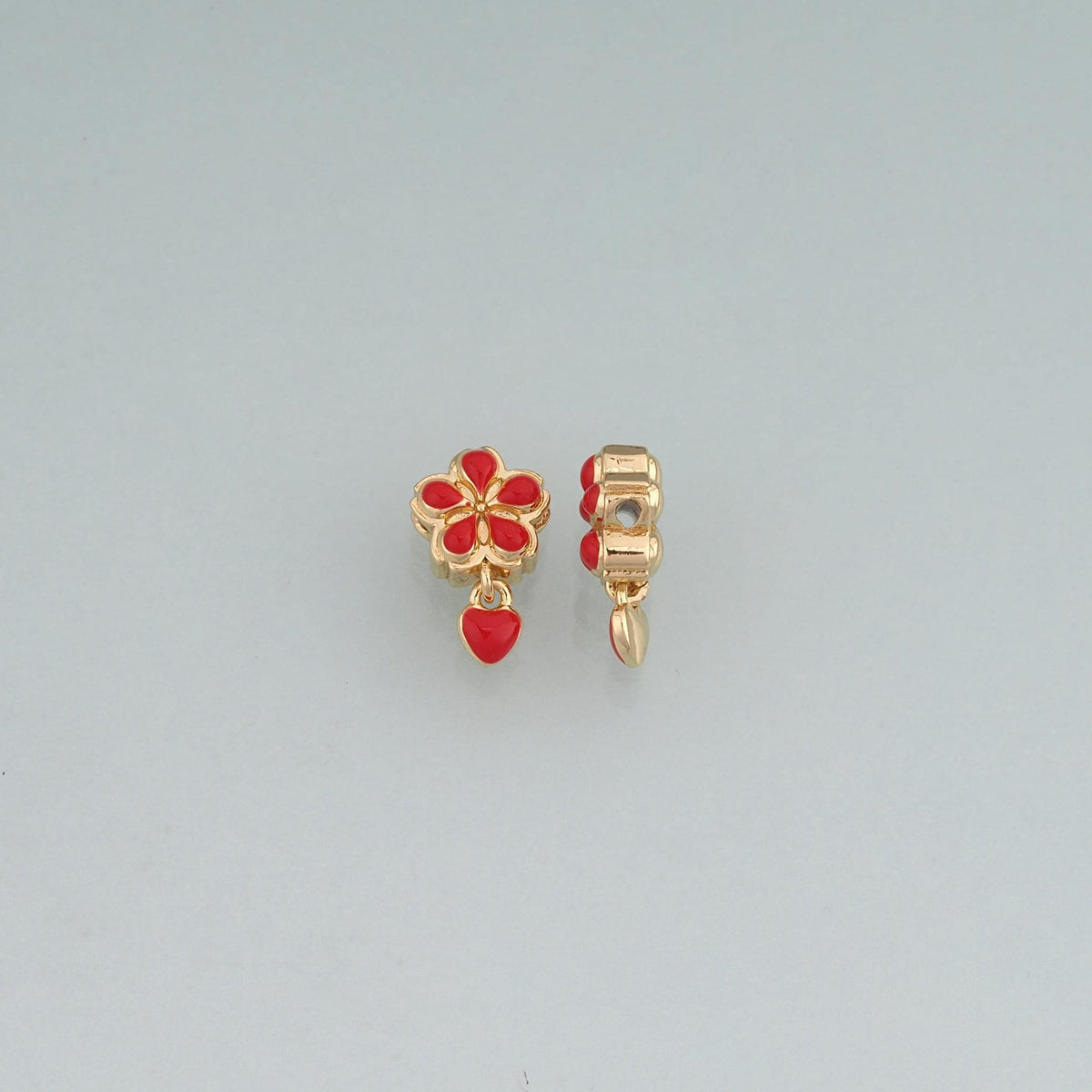 18K Gold Filled Enamel Flower Heart Beads Pendant,Colorful Floral Beads Charm Bracelet Necklace for DIY Jewelry Making Supply