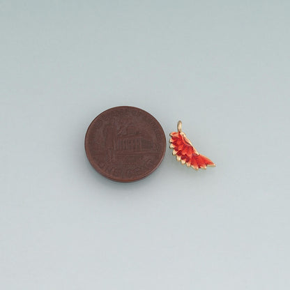 18K Gold Filled Enamel Wing Pendant,Minimalist Charm Bracelet Necklace for DIY Jewelry Making Supply