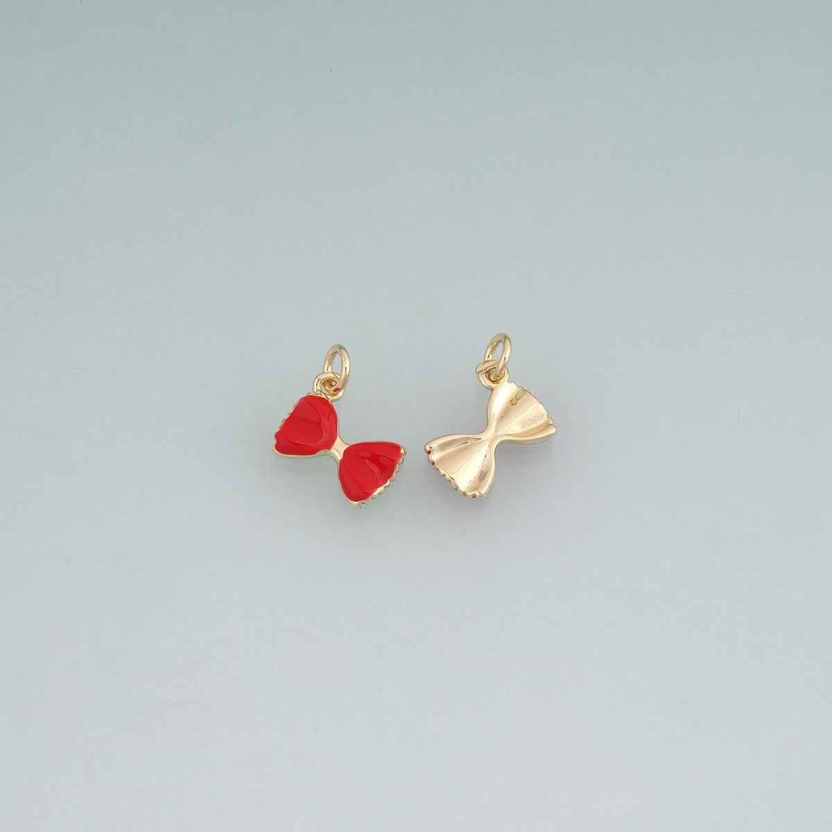 18K Gold Filled Enamel Bow Pendant,Minimalist Charm Bracelet Necklace for DIY Jewelry Making Supply
