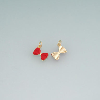 18K Gold Filled Enamel Bow Pendant,Minimalist Charm Bracelet Necklace for DIY Jewelry Making Supply