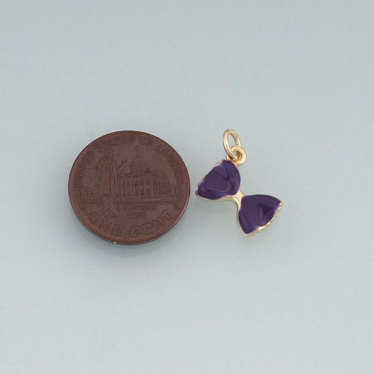 18K Gold Filled Enamel Bow Pendant,Minimalist Charm Bracelet Necklace for DIY Jewelry Making Supply