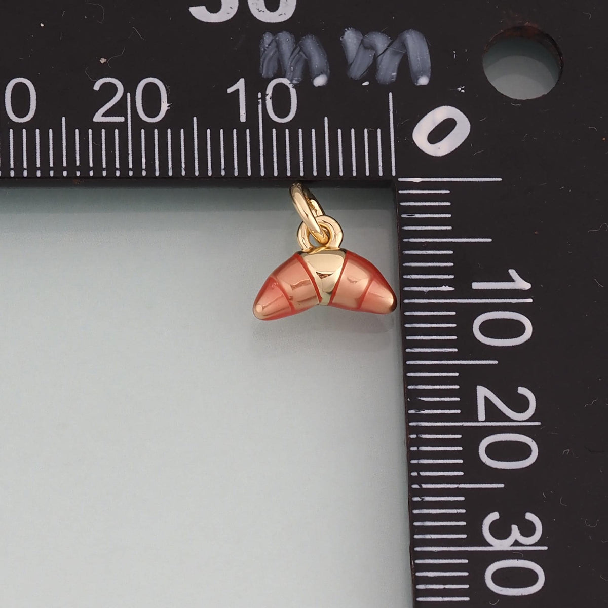 18K Gold Filled Enamel Croissant Pendant,Minimalist Charm Bracelet Necklace for DIY Jewelry Making Supply