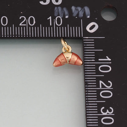 18K Gold Filled Enamel Croissant Pendant,Minimalist Charm Bracelet Necklace for DIY Jewelry Making Supply