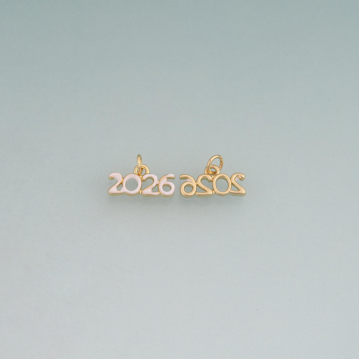 18K Gold Filled Enamel 2026 Year Pendant,Number Charm Bracelet Necklace for DIY Jewelry Making Supply