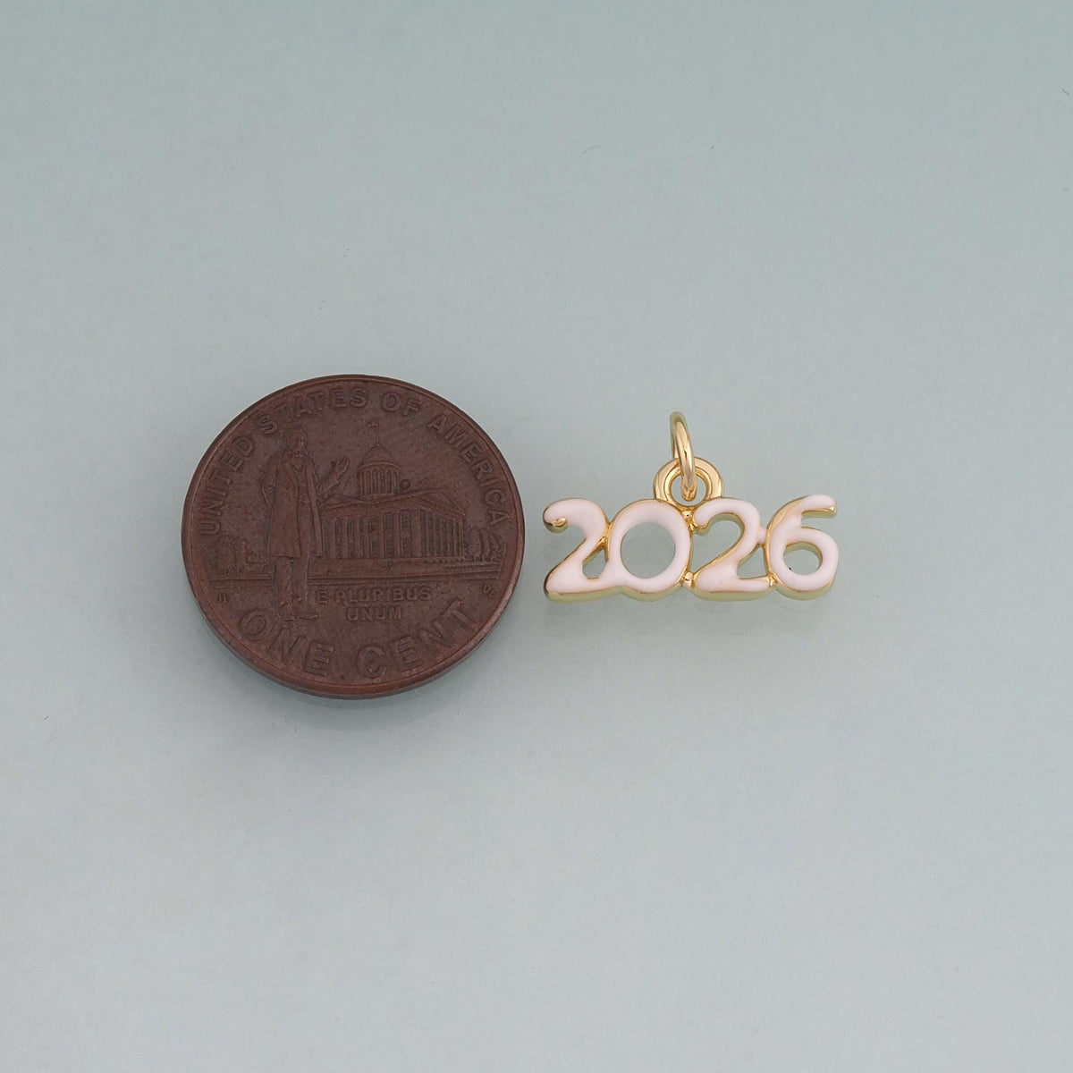 18K Gold Filled Enamel 2026 Year Pendant,Number Charm Bracelet Necklace for DIY Jewelry Making Supply