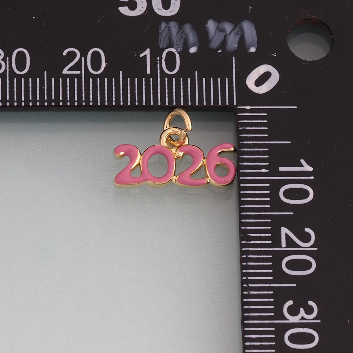18K Gold Filled Enamel 2026 Year Pendant,Number Charm Bracelet Necklace for DIY Jewelry Making Supply