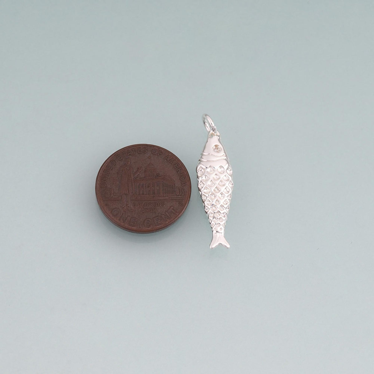 925 Sterling silver Filled Fish Pendant,Minimalist Charm Bracelet Necklace for DIY Jewelry Making Supply