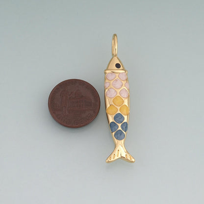 18K Gold Filled Enamel Koi Pendant,Lucky Charm Bracelet Necklace for DIY Jewelry Making Supply