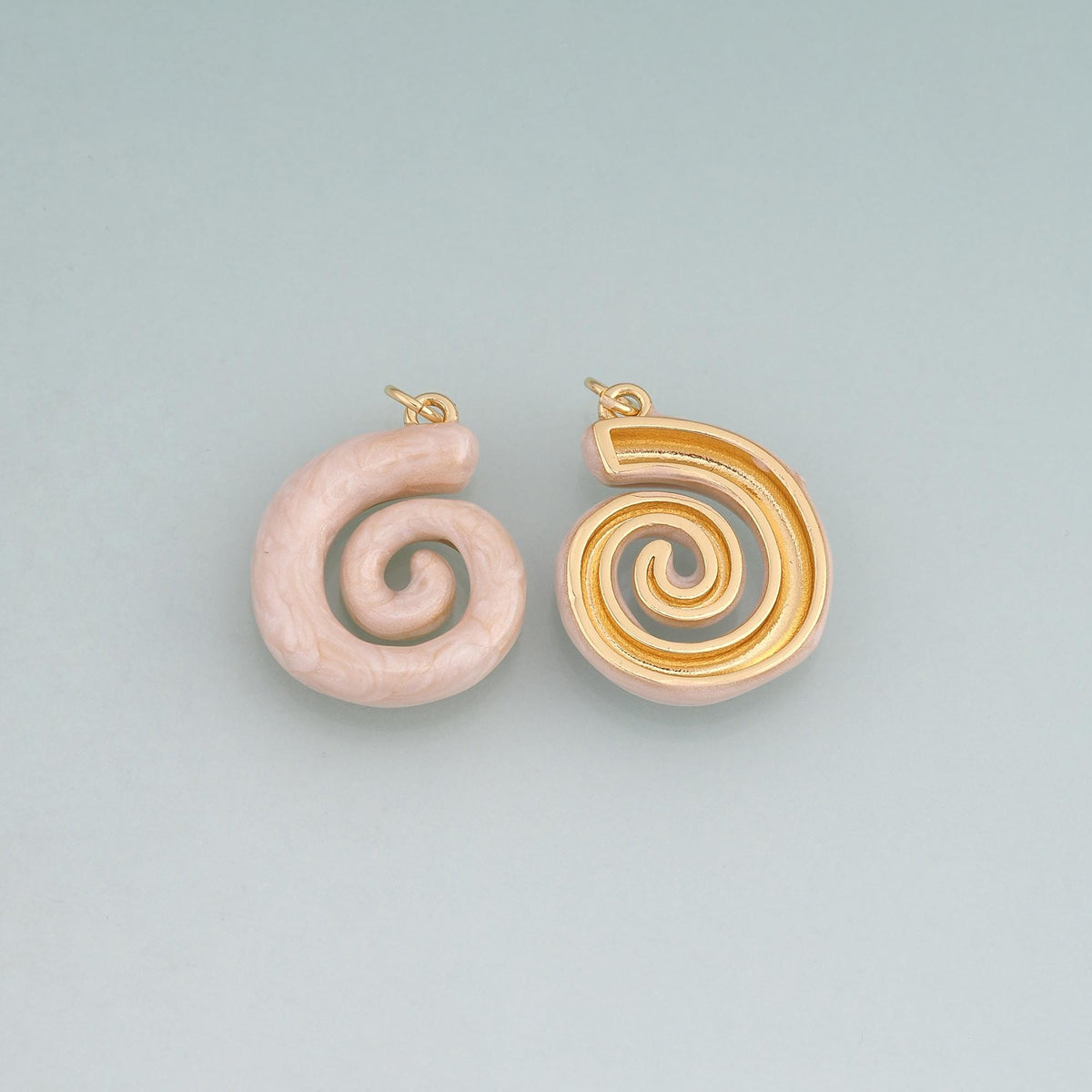 18K Gold Filled Enamel Spiral Shell Pendant,Ocean Boho Charm Bracelet Necklace for DIY Jewelry Making Supply
