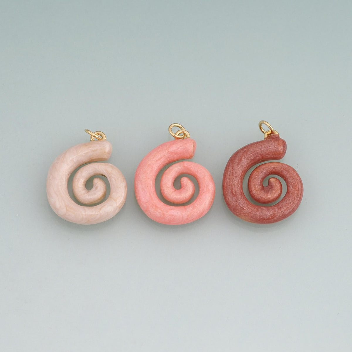 18K Gold Filled Enamel Spiral Shell Pendant,Ocean Boho Charm Bracelet Necklace for DIY Jewelry Making Supply