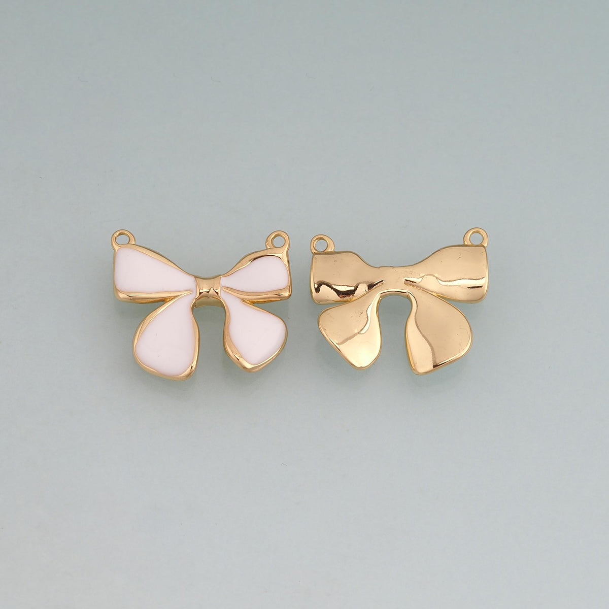 18K Gold Filled Enamel Bow Connector for Jewelry Making