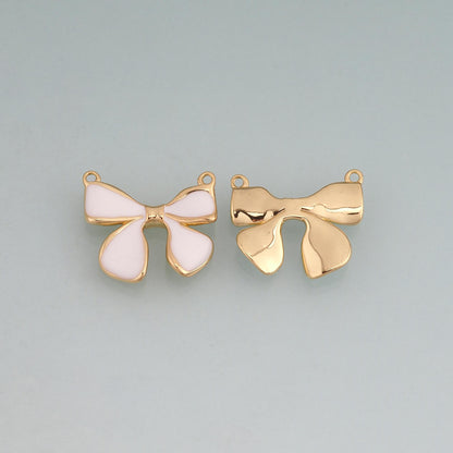 18K Gold Filled Enamel Bow Connector for Jewelry Making
