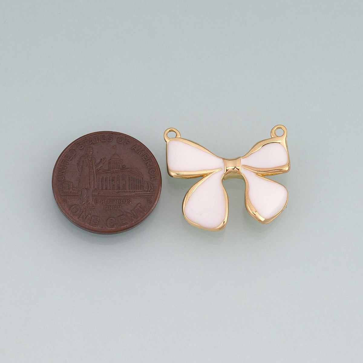 18K Gold Filled Enamel Bow Connector for Jewelry Making
