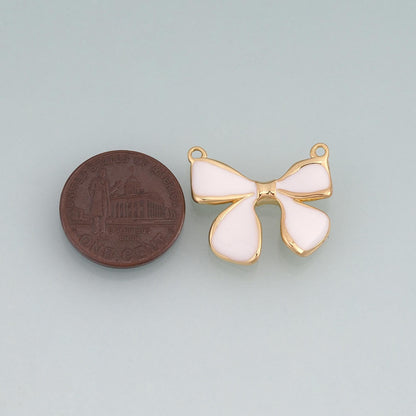 18K Gold Filled Enamel Bow Connector for Jewelry Making