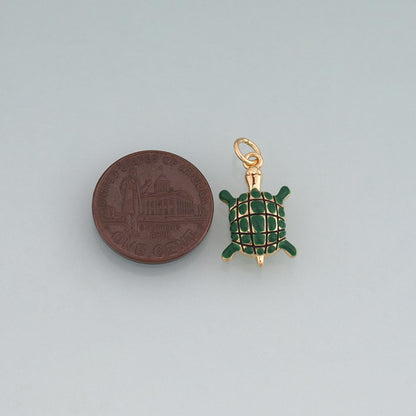 18K Gold Filled Enamel Turtle Pendant,Ocean Charm Bracelet Necklace for DIY Jewelry Making Supply