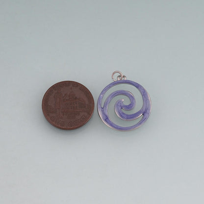 18K Gold Filled Enamel Spiral Pendant,Swirl Circle Charm Bracelet Necklace for DIY Jewelry Making Supply
