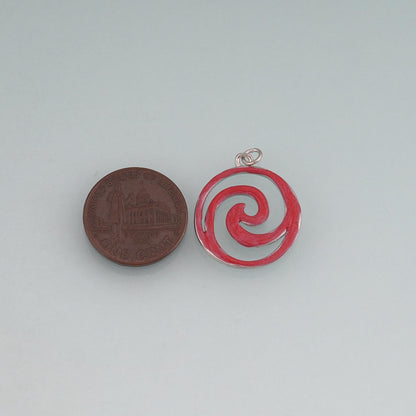 18K Gold Filled Enamel Spiral Pendant,Swirl Circle Charm Bracelet Necklace for DIY Jewelry Making Supply