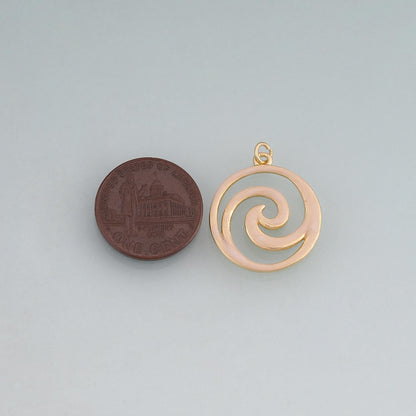18K Gold Filled Enamel Spiral Pendant,Swirl Circle Charm Bracelet Necklace for DIY Jewelry Making Supply