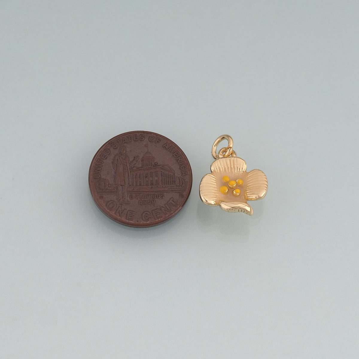 18K Gold Filled Enamel Flower Charm Pendant for Jewelry Making